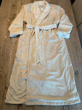 Women's Light Tan Luxury Spa Robe White Terry Lining M